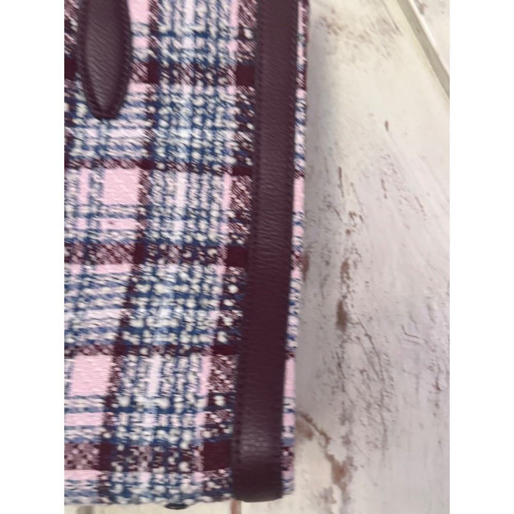 Kate Spade Plaid Burgundy Blue White Tweed Tote Shoulder Bag NWOT - Picture 6 of 16